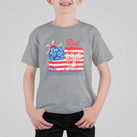 Red White and Blueberries T Shirt For Kid Patriotic Vintage American Flag Coquette Bow - Wonder Print Shop