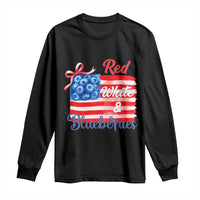 Red White and Blueberries Long Sleeve Shirt Patriotic Vintage American Flag Coquette Bow - Wonder Print Shop