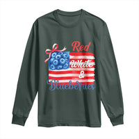 Red White and Blueberries Long Sleeve Shirt Patriotic Vintage American Flag Coquette Bow - Wonder Print Shop