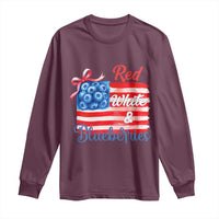Red White and Blueberries Long Sleeve Shirt Patriotic Vintage American Flag Coquette Bow - Wonder Print Shop