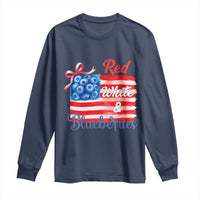 Red White and Blueberries Long Sleeve Shirt Patriotic Vintage American Flag Coquette Bow - Wonder Print Shop