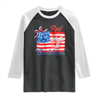 Red White and Blueberries Raglan Shirt Patriotic Vintage American Flag Coquette Bow - Wonder Print Shop