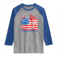 Red White and Blueberries Raglan Shirt Patriotic Vintage American Flag Coquette Bow - Wonder Print Shop