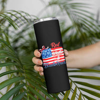 Red White and Blueberries Skinny Tumbler Patriotic Vintage American Flag Coquette Bow - Wonder Print Shop