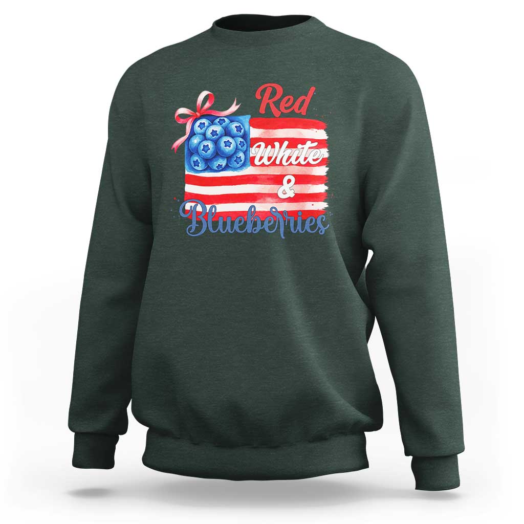 Red White and Blueberries Sweatshirt Patriotic Vintage American Flag Coquette Bow - Wonder Print Shop