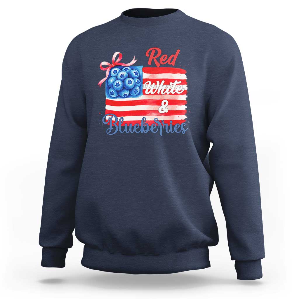 Red White and Blueberries Sweatshirt Patriotic Vintage American Flag Coquette Bow - Wonder Print Shop