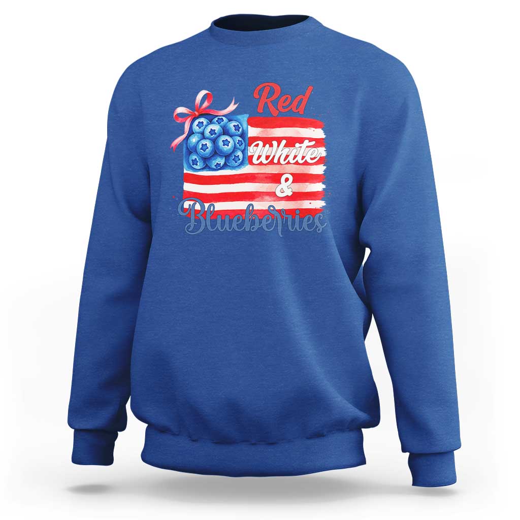 Red White and Blueberries Sweatshirt Patriotic Vintage American Flag Coquette Bow - Wonder Print Shop