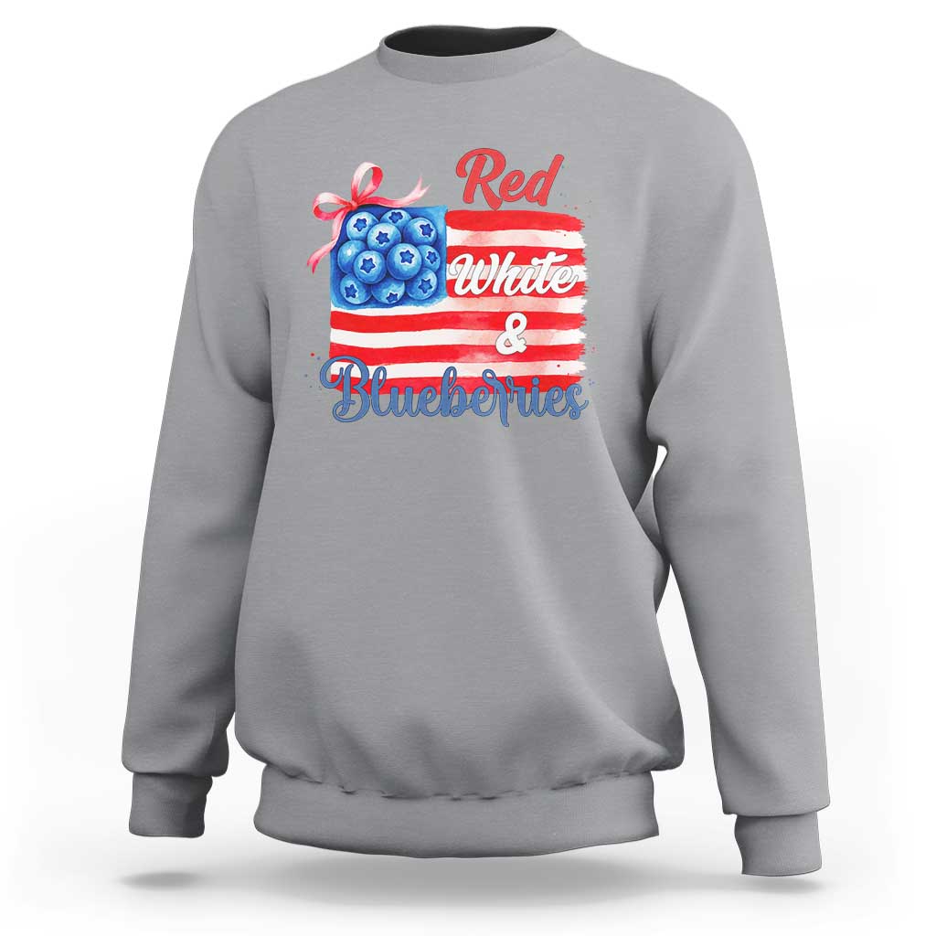 Red White and Blueberries Sweatshirt Patriotic Vintage American Flag Coquette Bow - Wonder Print Shop
