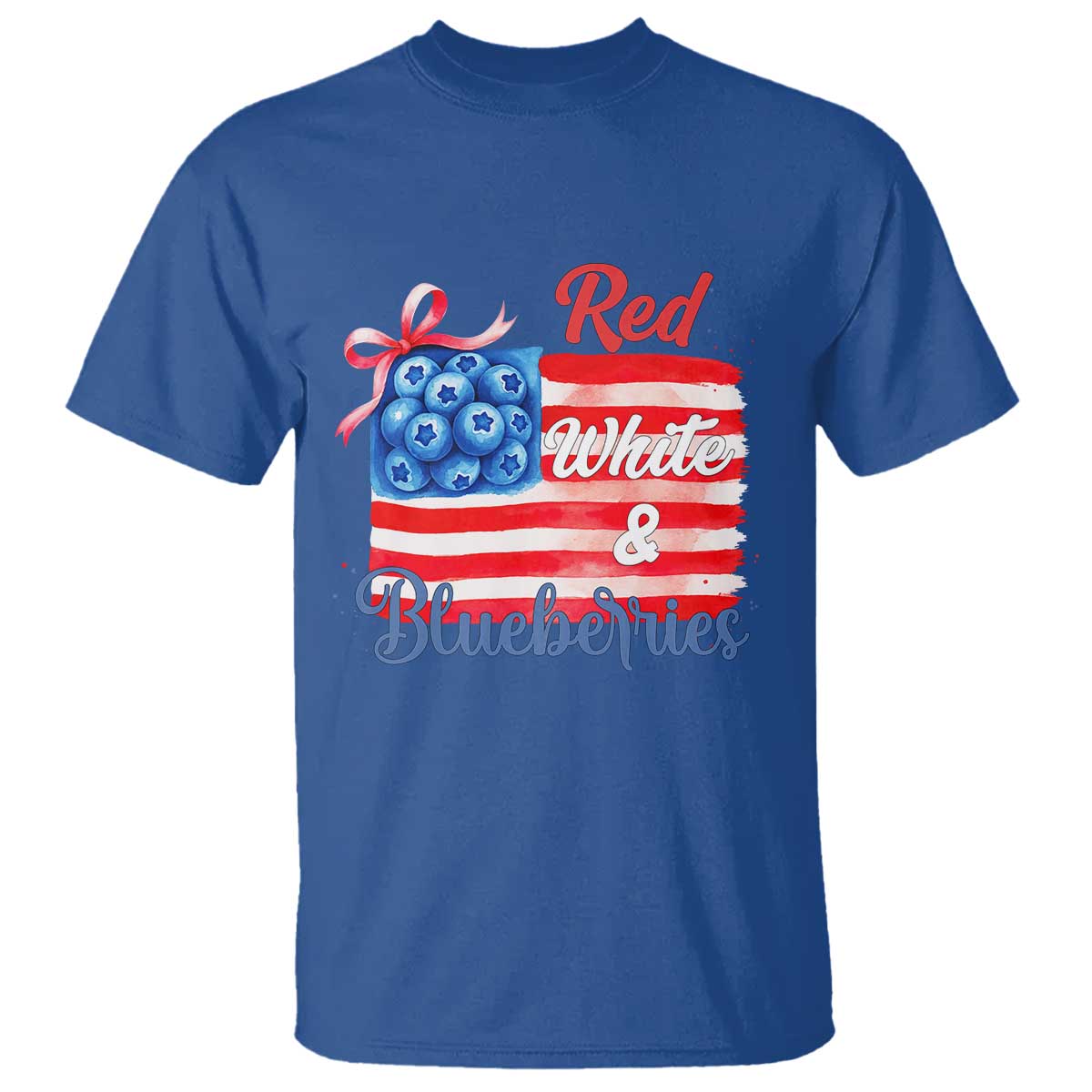 Red White and Blueberries T Shirt Patriotic Vintage American Flag Coquette Bow - Wonder Print Shop
