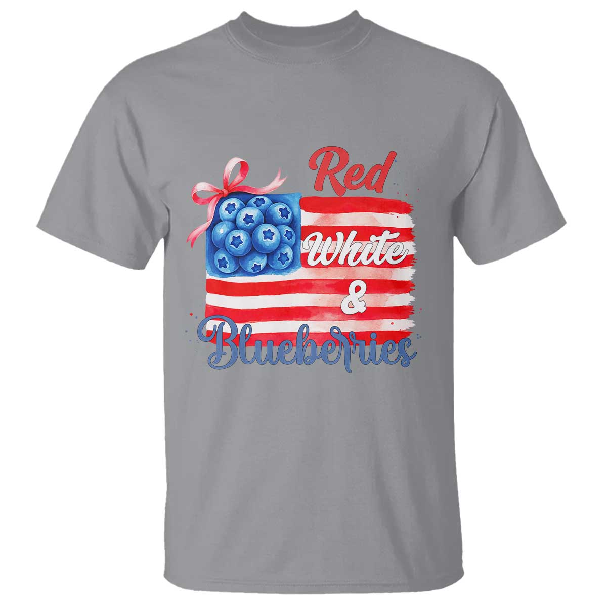 Red White and Blueberries T Shirt Patriotic Vintage American Flag Coquette Bow - Wonder Print Shop