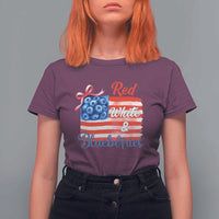 Red White and Blueberries T Shirt For Women Patriotic Vintage American Flag Coquette Bow - Wonder Print Shop