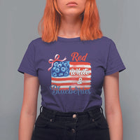 Red White and Blueberries T Shirt For Women Patriotic Vintage American Flag Coquette Bow - Wonder Print Shop
