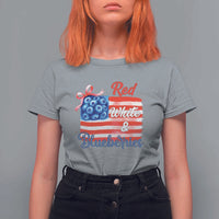Red White and Blueberries T Shirt For Women Patriotic Vintage American Flag Coquette Bow - Wonder Print Shop