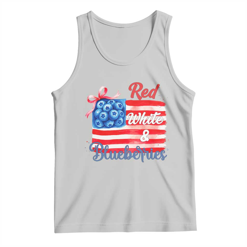Red White and Blueberries Tank Top Patriotic Vintage American Flag Coquette Bow - Wonder Print Shop