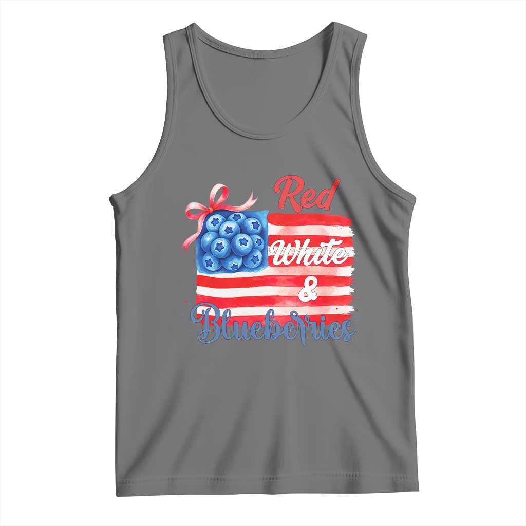 Red White and Blueberries Tank Top Patriotic Vintage American Flag Coquette Bow - Wonder Print Shop