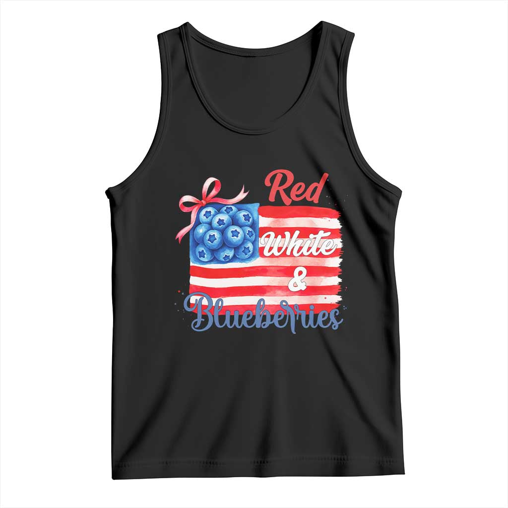 Red White and Blueberries Tank Top Patriotic Vintage American Flag Coquette Bow - Wonder Print Shop