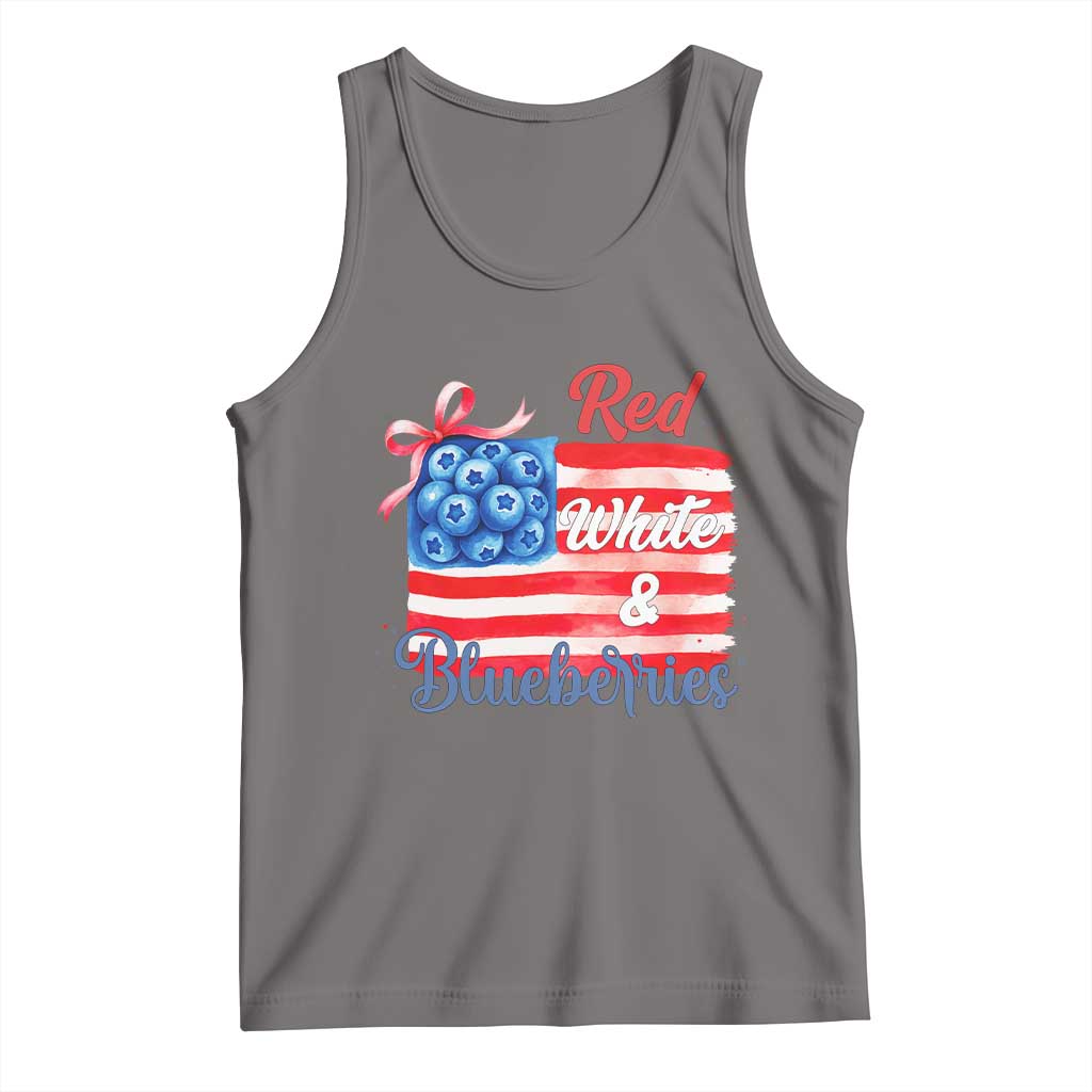 Red White and Blueberries Tank Top Patriotic Vintage American Flag Coquette Bow - Wonder Print Shop