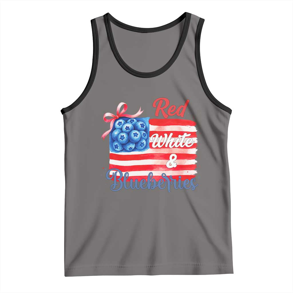 Red White and Blueberries Tank Top Patriotic Vintage American Flag Coquette Bow - Wonder Print Shop