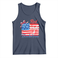 Red White and Blueberries Tank Top Patriotic Vintage American Flag Coquette Bow - Wonder Print Shop