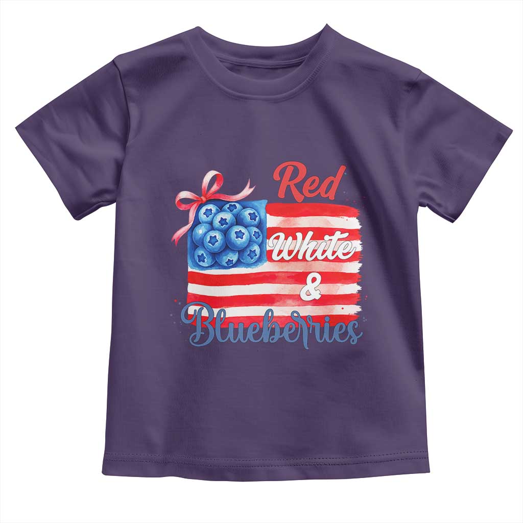 Red White and Blueberries Toddler T Shirt Patriotic Vintage American Flag Coquette Bow - Wonder Print Shop