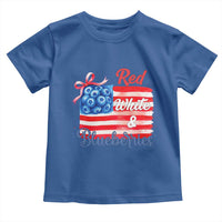 Red White and Blueberries Toddler T Shirt Patriotic Vintage American Flag Coquette Bow - Wonder Print Shop