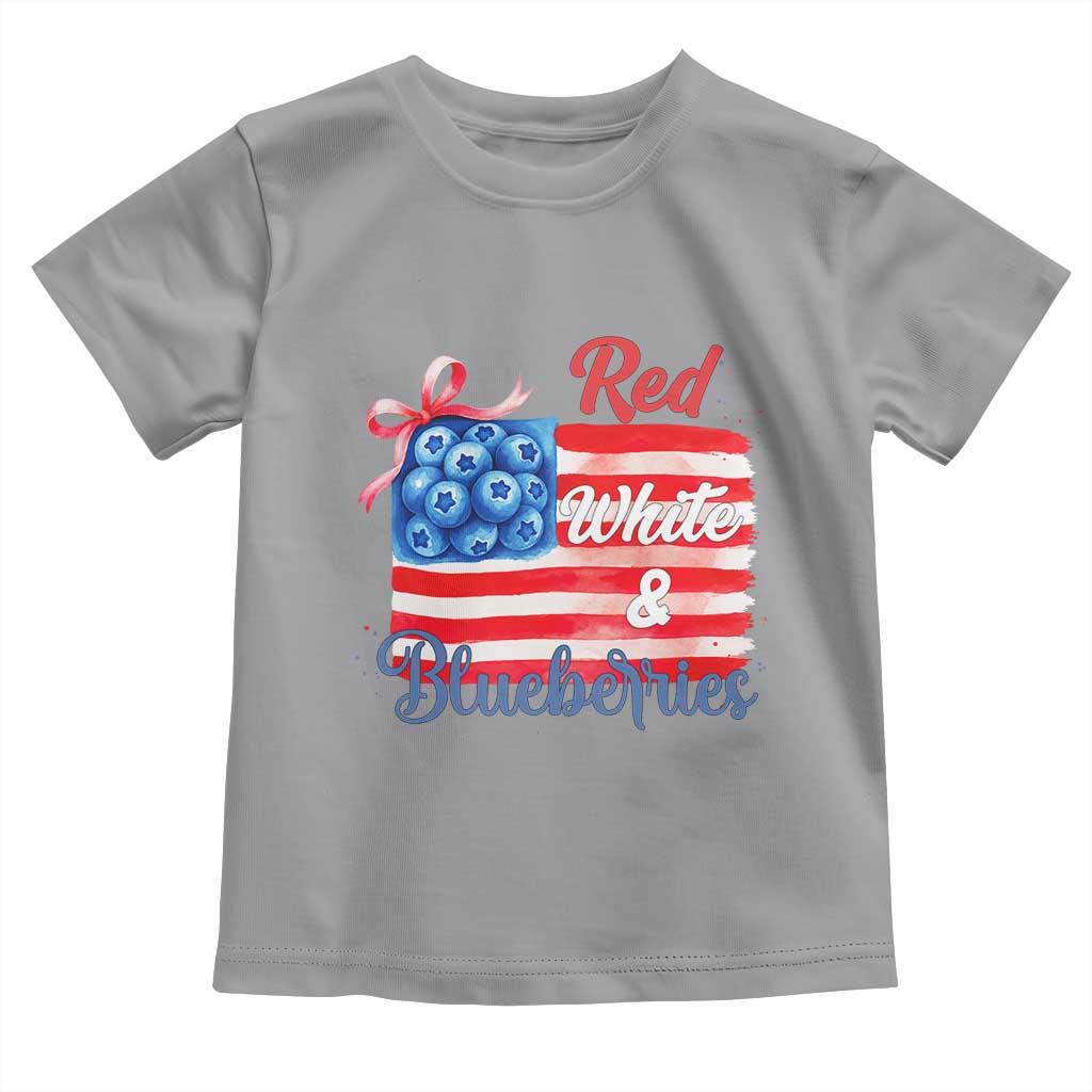 Red White and Blueberries Toddler T Shirt Patriotic Vintage American Flag Coquette Bow - Wonder Print Shop