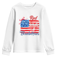 Red White and Blueberries Youth Sweatshirt Patriotic Vintage American Flag Coquette Bow - Wonder Print Shop