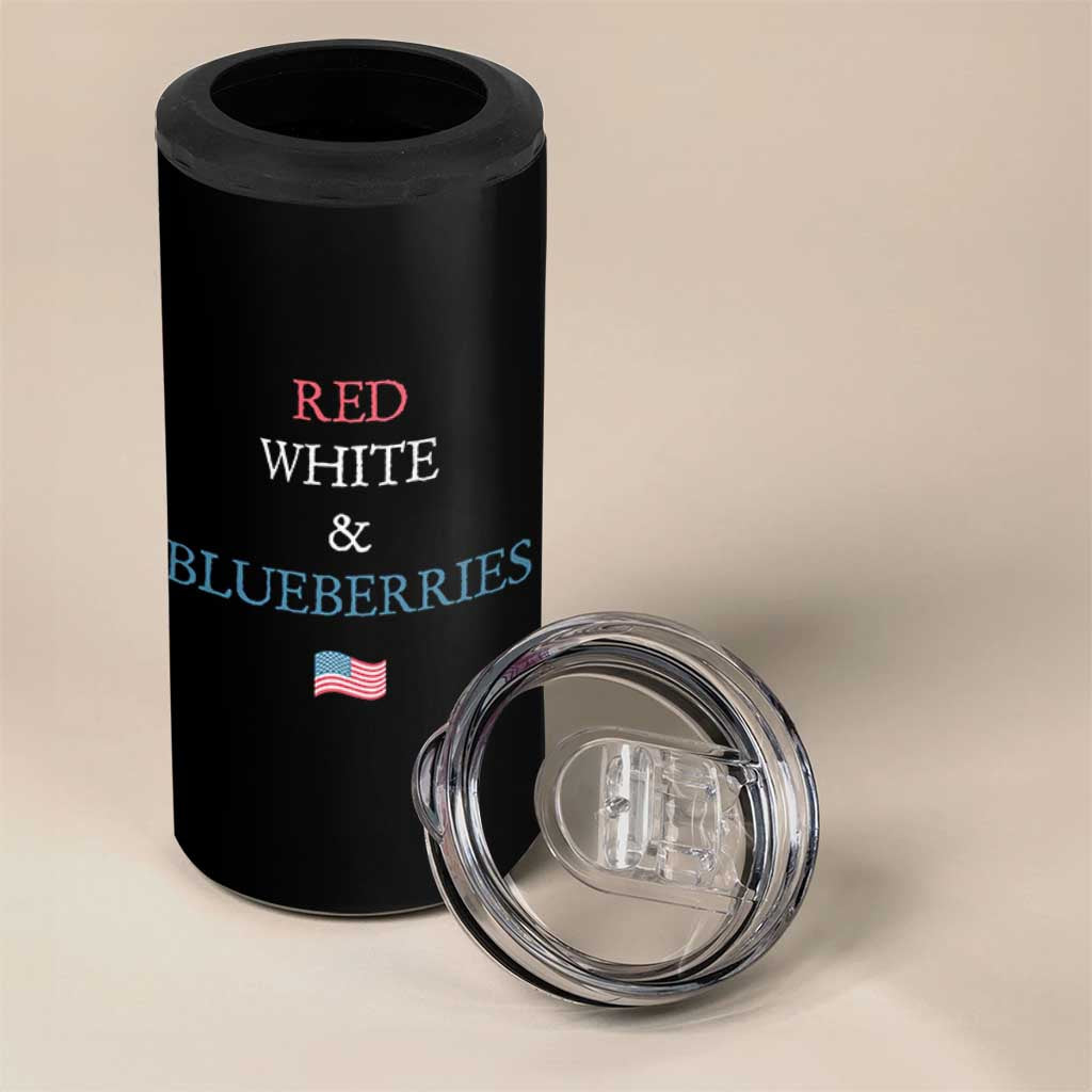 Red White and Blueberries 4 in 1 Can Cooler Tumbler Vintage American Flag Patriotic - Wonder Print Shop
