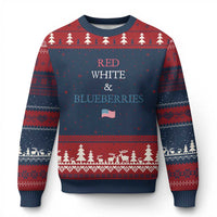 Red White and Blueberries Ugly Christmas Sweater Vintage American Flag Patriotic - Wonder Print Shop
