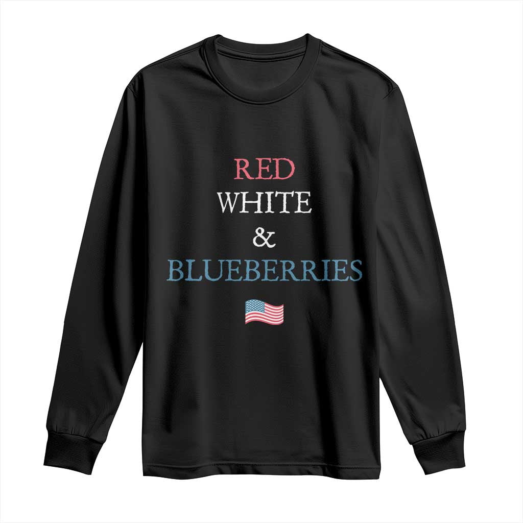 Red White and Blueberries Long Sleeve Shirt Vintage American Flag Patriotic - Wonder Print Shop