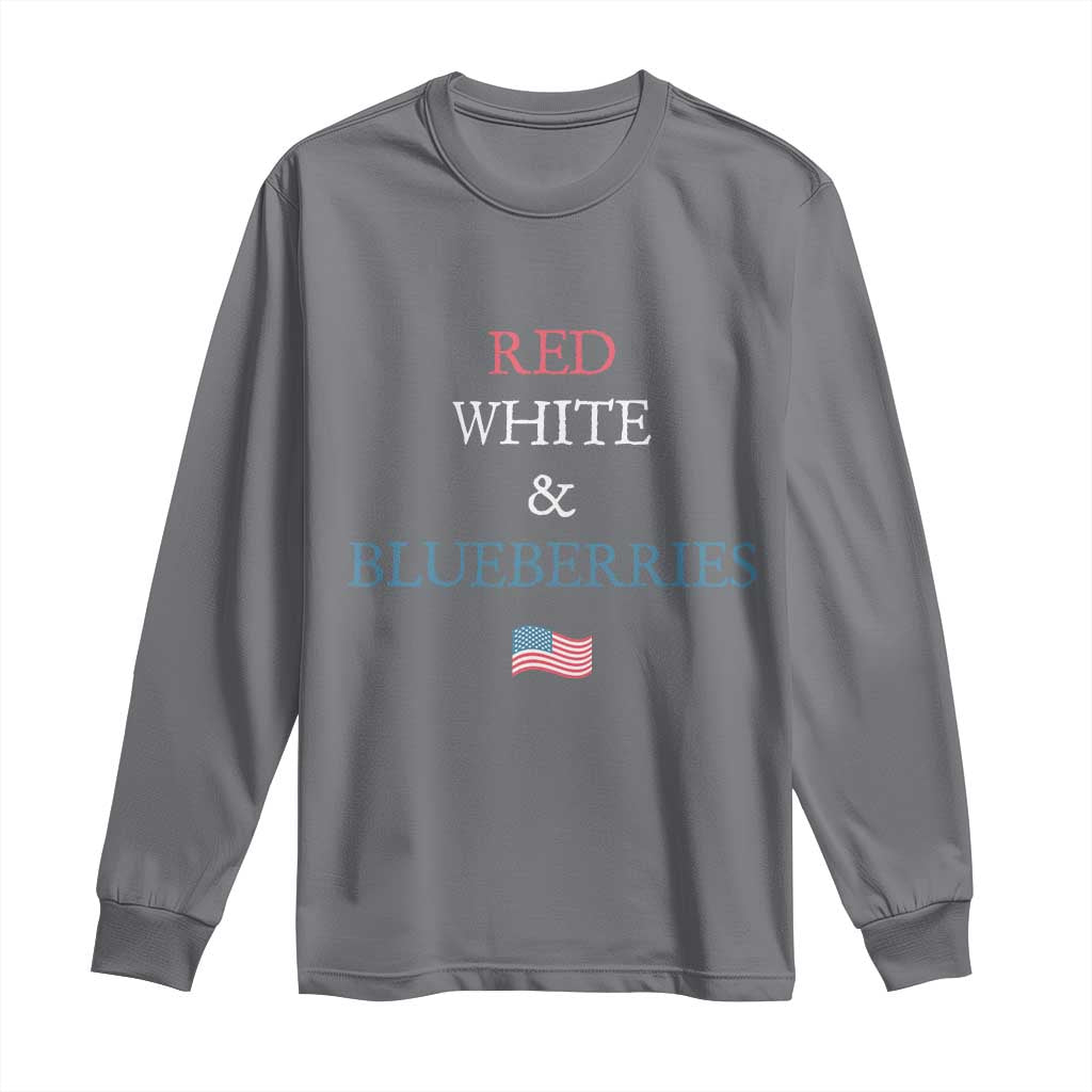 Red White and Blueberries Long Sleeve Shirt Vintage American Flag Patriotic - Wonder Print Shop