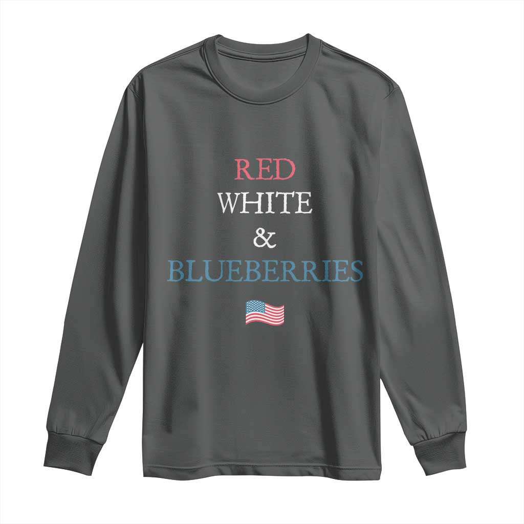 Red White and Blueberries Long Sleeve Shirt Vintage American Flag Patriotic - Wonder Print Shop