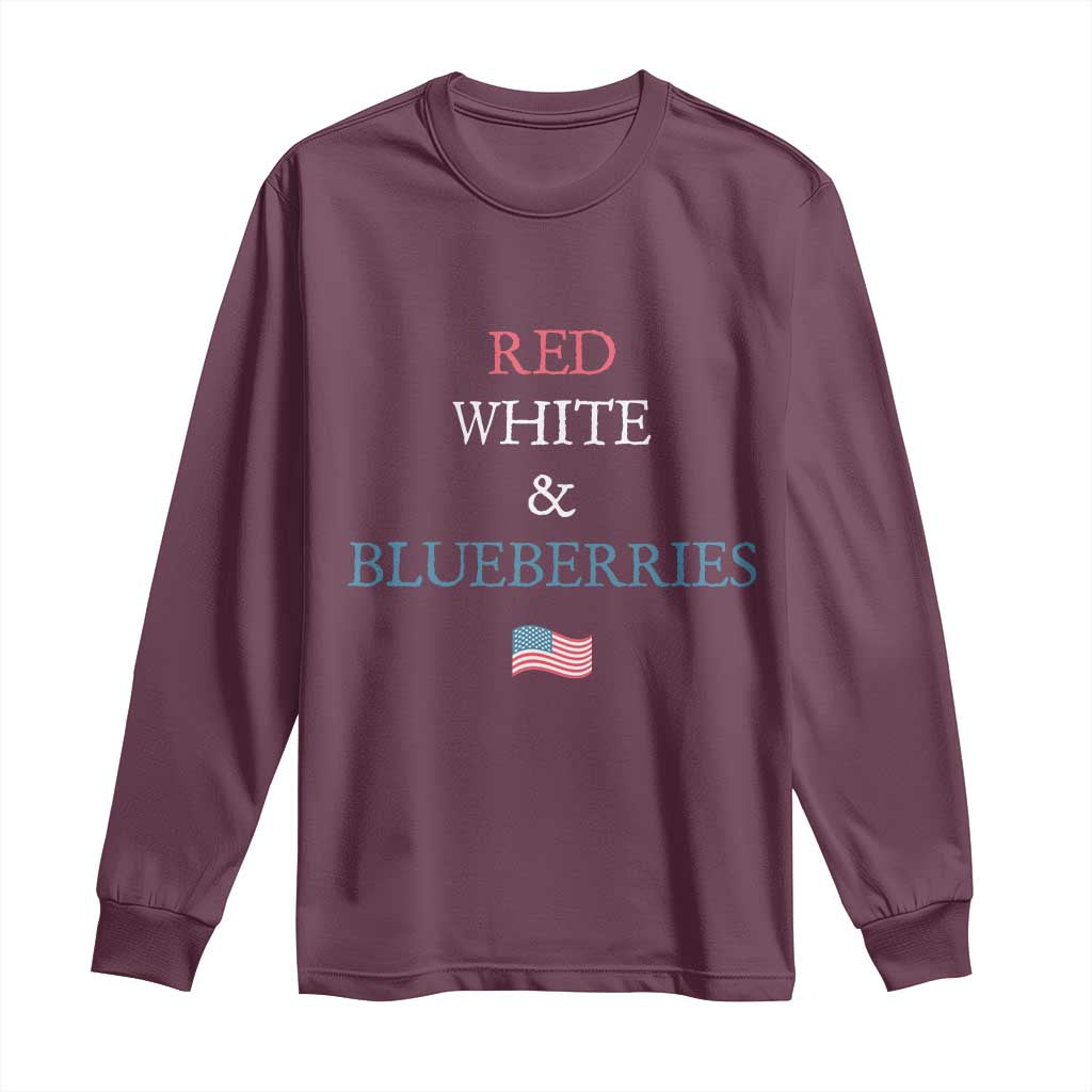 Red White and Blueberries Long Sleeve Shirt Vintage American Flag Patriotic - Wonder Print Shop