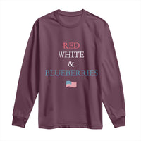 Red White and Blueberries Long Sleeve Shirt Vintage American Flag Patriotic - Wonder Print Shop