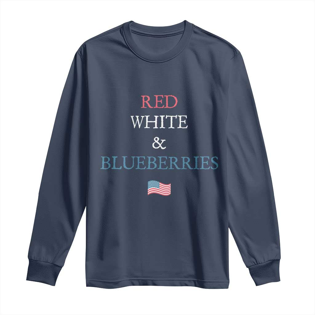 Red White and Blueberries Long Sleeve Shirt Vintage American Flag Patriotic - Wonder Print Shop