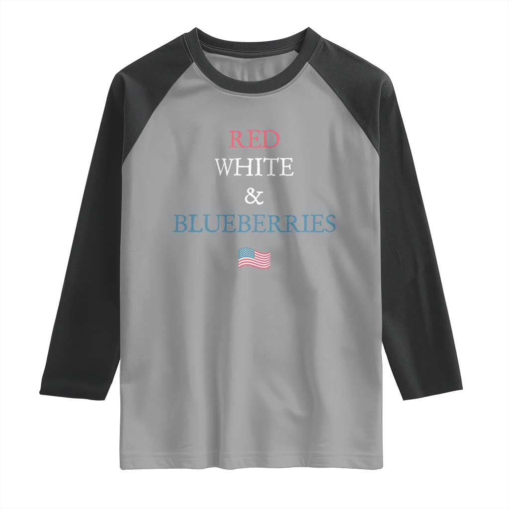 Red White and Blueberries Raglan Shirt Vintage American Flag Patriotic - Wonder Print Shop