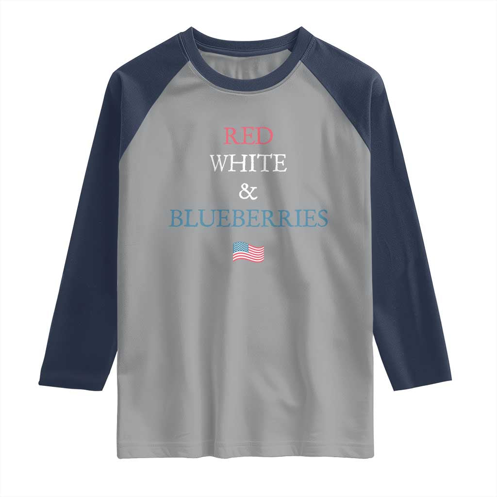 Red White and Blueberries Raglan Shirt Vintage American Flag Patriotic - Wonder Print Shop