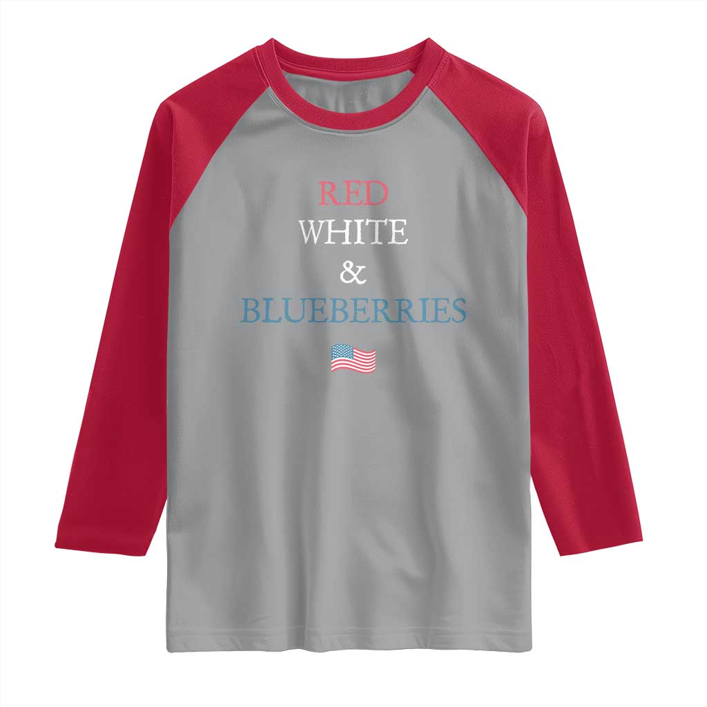 Red White and Blueberries Raglan Shirt Vintage American Flag Patriotic - Wonder Print Shop