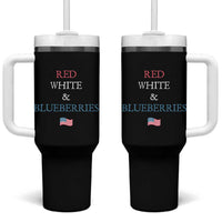 Red White and Blueberries Tumbler With Handle Vintage American Flag Patriotic - Wonder Print Shop