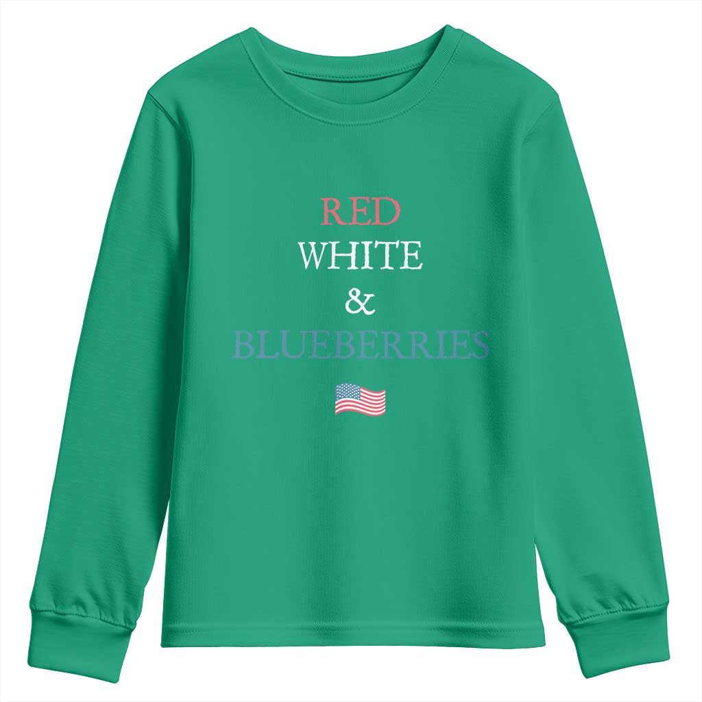 Red White and Blueberries Youth Sweatshirt Vintage American Flag Patriotic - Wonder Print Shop