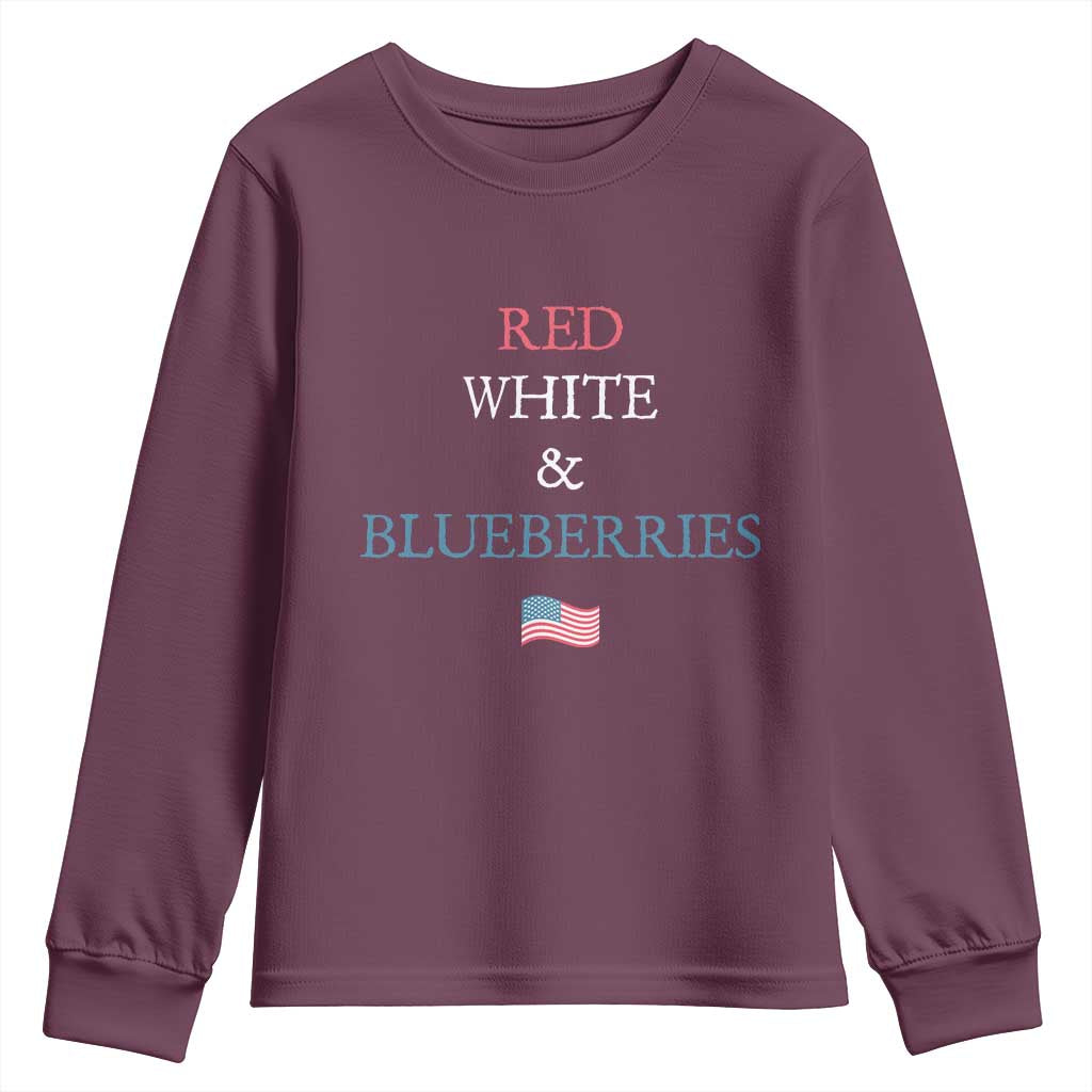 Red White and Blueberries Youth Sweatshirt Vintage American Flag Patriotic - Wonder Print Shop