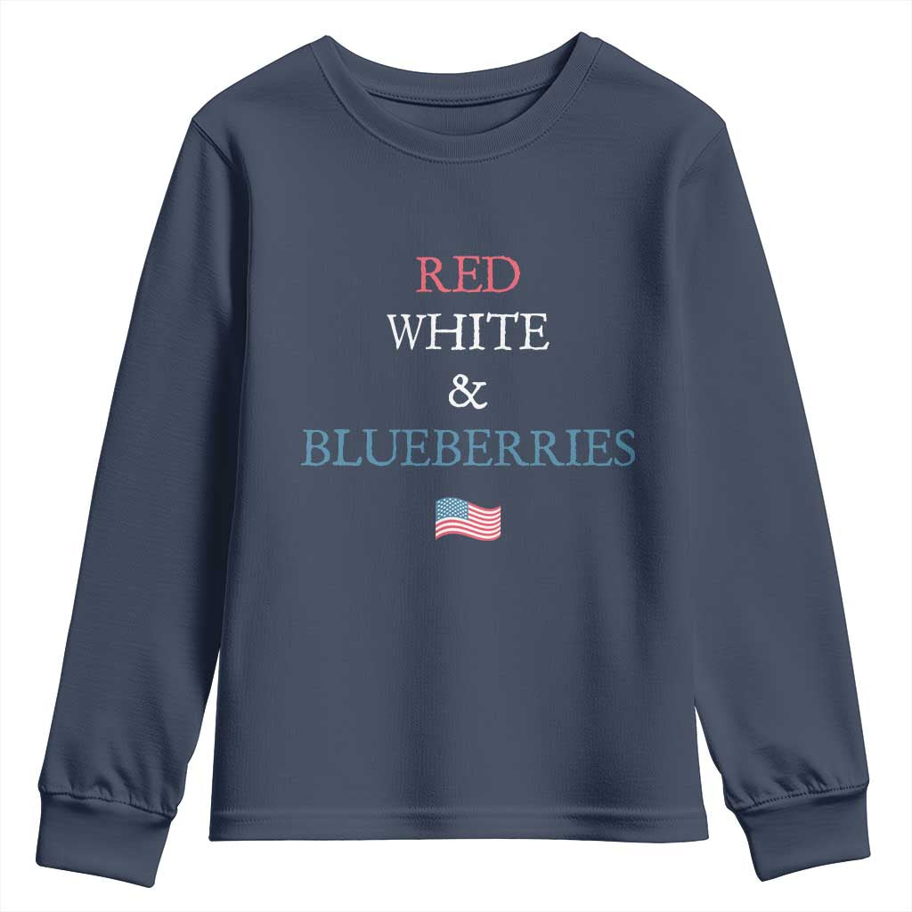 Red White and Blueberries Youth Sweatshirt Vintage American Flag Patriotic - Wonder Print Shop