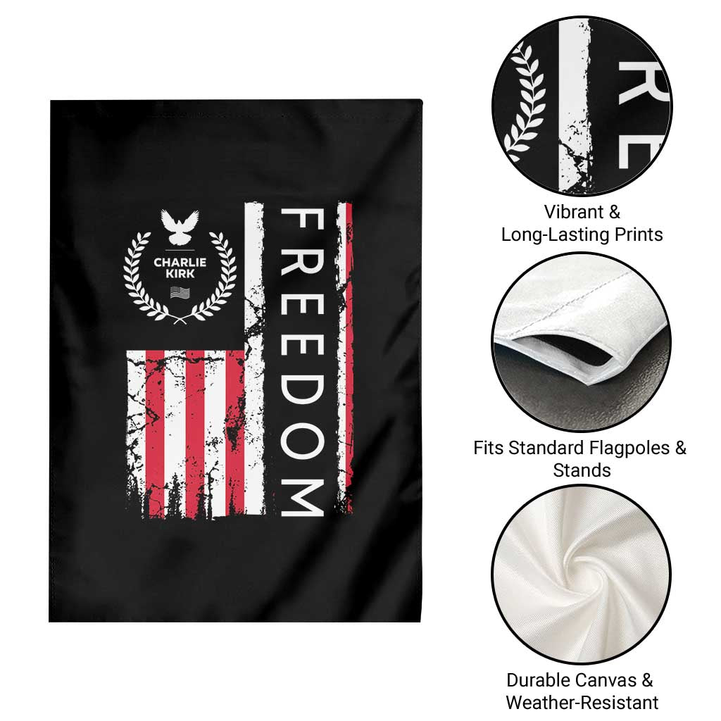 Freedom Charlie Kirk Tribute Garden Flag Patriotic Legacy Eagle Distressed American Flag - Wonder Print Shop