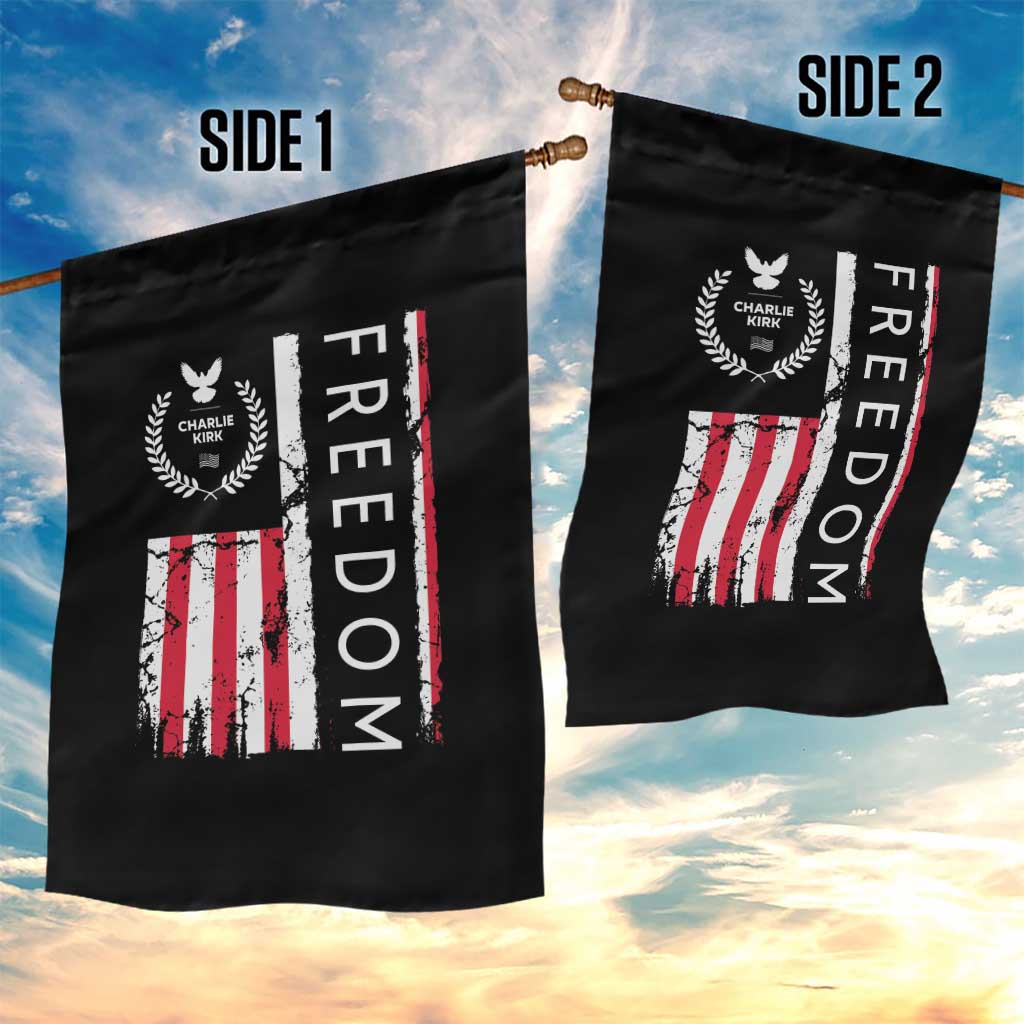Freedom Charlie Kirk Tribute Garden Flag Patriotic Legacy Eagle Distressed American Flag - Wonder Print Shop