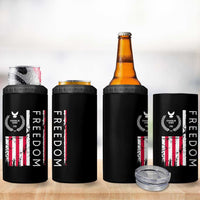 Freedom Charlie Kirk Tribute 4 in 1 Can Cooler Tumbler Patriotic Legacy Eagle Distressed American Flag - Wonder Print Shop