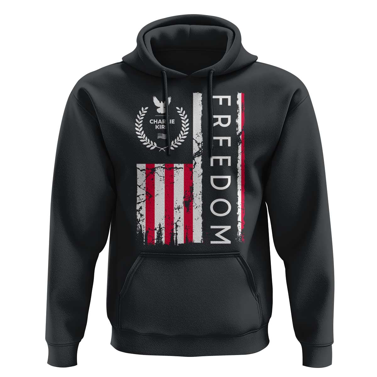 Freedom Charlie Kirk Tribute Hoodie Patriotic Legacy Eagle Distressed American Flag - Wonder Print Shop