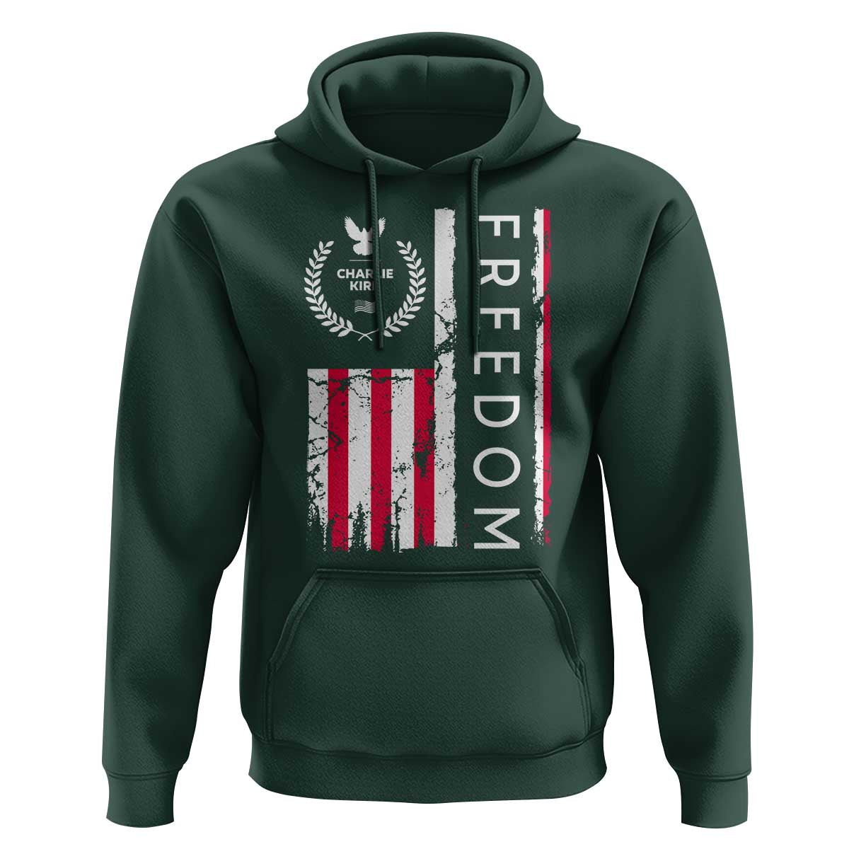 Freedom Charlie Kirk Tribute Hoodie Patriotic Legacy Eagle Distressed American Flag - Wonder Print Shop