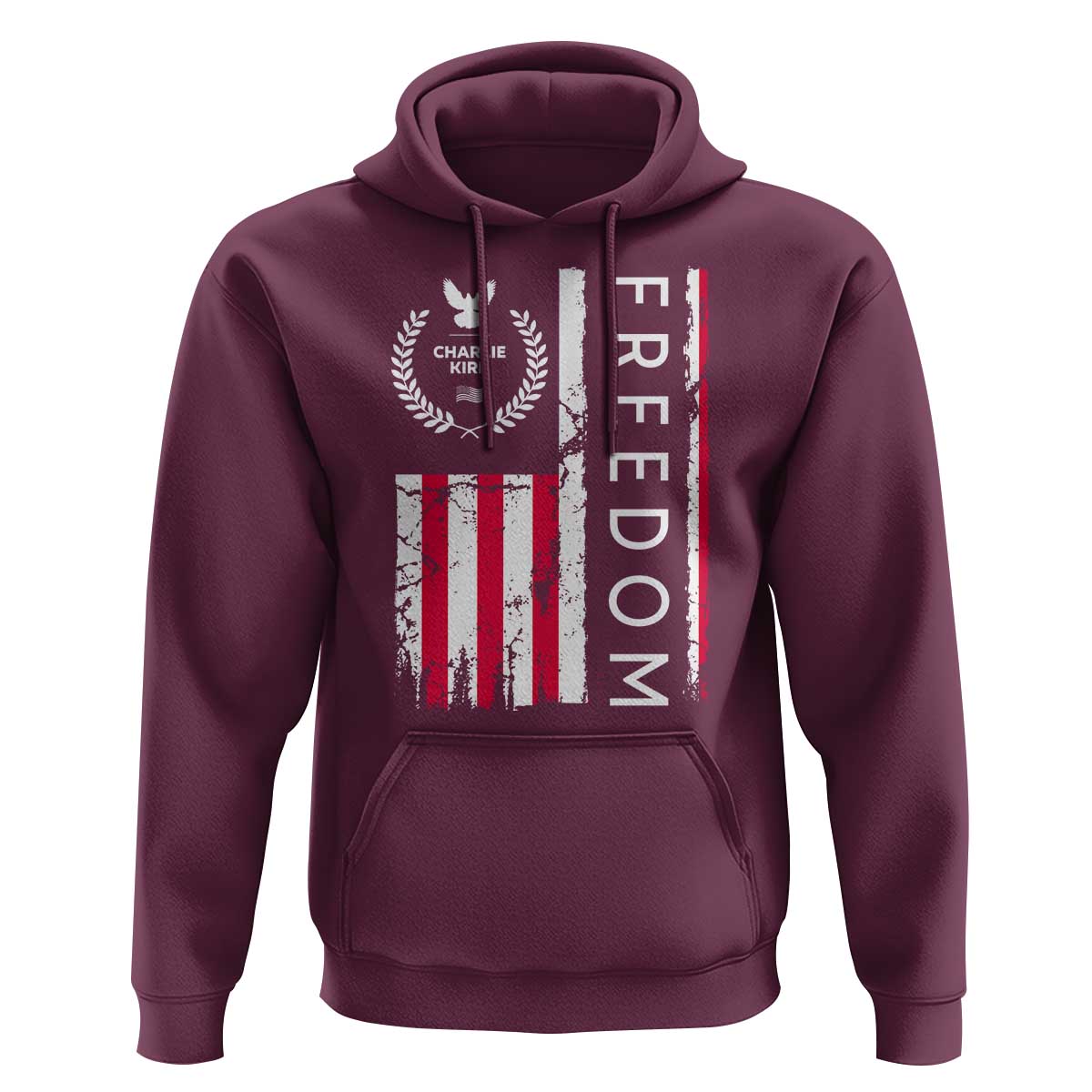 Freedom Charlie Kirk Tribute Hoodie Patriotic Legacy Eagle Distressed American Flag - Wonder Print Shop