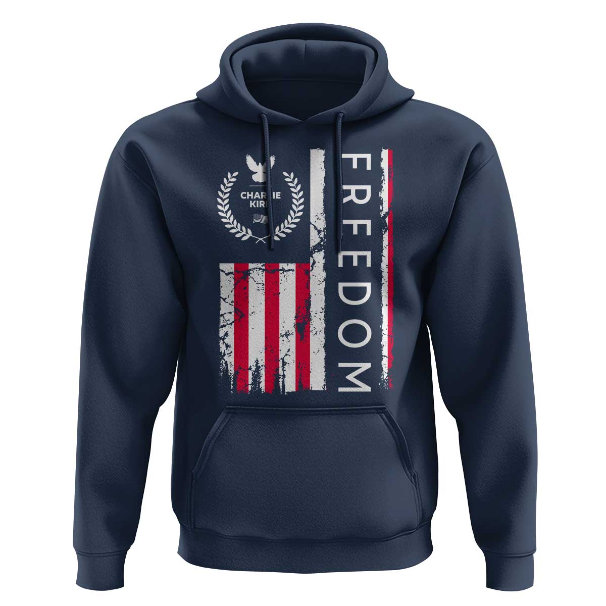 Freedom Charlie Kirk Tribute Hoodie Patriotic Legacy Eagle Distressed American Flag - Wonder Print Shop