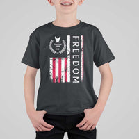 Freedom Charlie Kirk Tribute T Shirt For Kid Patriotic Legacy Eagle Distressed American Flag - Wonder Print Shop